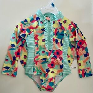 Toddler Girls long sleeve swim suit set,& hat size 24 month NWT Jessica Simpson